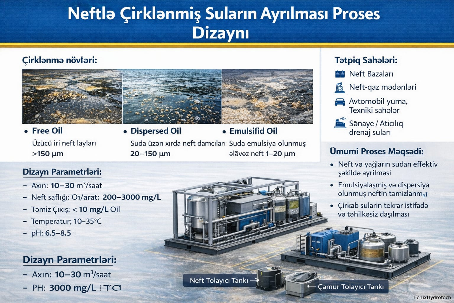 Neftlə çirklənmiş suların ayrılması proses dizaynı